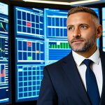 A highly capable supply chain professional, fully clothed in a modest business suit, standing confidently in a state-of-the-art logistics control center. Large digital screens display complex data visualizations, AI-powered analytics dashboards, and global shipping routes, signifying technological integration and efficiency. The environment is modern and dynamic, with bright, professional lighting. perfect anatomy, correct proportions, natural pose, well-formed hands, proper finger count, professional photography, high quality, safe for work, appropriate content, fully clothed, professional.