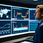 A highly focused professional supply chain manager, dressed in a modest business suit, stands in a sophisticated, dimly lit control room. Large, translucent screens surround them, displaying intricate data visualizations of global logistics networks, real-time analytics, and predictive models. The manager's gaze is thoughtful, analyzing potential disruptions and optimization opportunities. The scene conveys strategic decision-making and preparedness in a dynamic environment. Perfect anatomy, correct proportions, well-formed hands, proper finger count, natural body proportions, natural pose. Professional photography, high quality, fully clothed, appropriate attire, modest clothing, safe for work, appropriate content, professional dress, family-friendly.