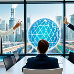 **

A diverse team of professionals, fully clothed in business attire, collaborating around a holographic projection of a global supply chain network. The network highlights sustainable practices (e.g., green energy icons, recycling symbols). Background: A brightly lit, modern office with large windows overlooking a bustling cityscape. Safe for work, appropriate content, professional, family-friendly, perfect anatomy, correct proportions, natural pose, well-formed hands, proper finger count, natural body proportions.

**