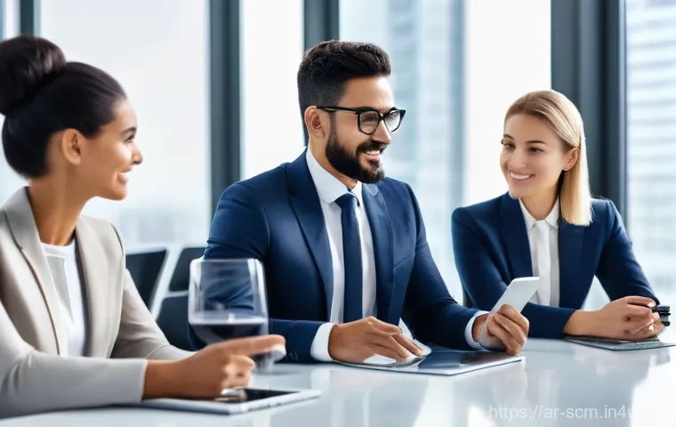 공급망관리 연봉협상 전략 - A confident and focused young Arab professional, dressed in stylish business attire, sits at a conte...