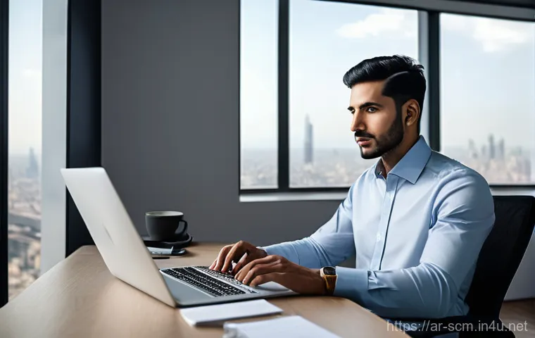 SCM 자격증 온라인 시험 후기 - **Prompt:** A focused Arab female student in her late 20s, wearing modest, contemporary attire (e.g....