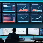 공급망관리의 실무 도전 과제 - A modern logistics control room in a Middle Eastern business setting, featuring diverse professional...