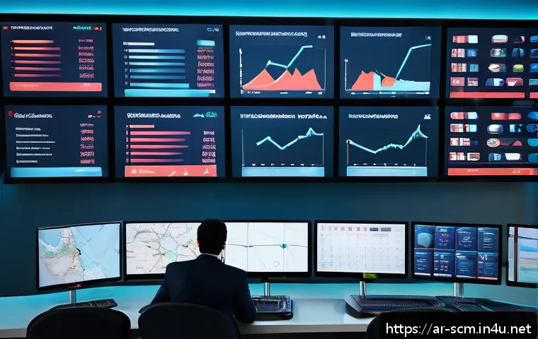공급망관리의 실무 도전 과제 - A modern logistics control room in a Middle Eastern business setting, featuring diverse professional...