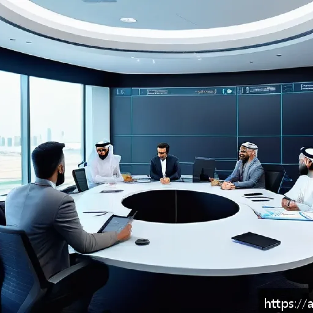 공급망관리 실무에서의 시간 관리 기법 - A modern Middle Eastern logistics office scene showing a diverse team of professionals in business c...