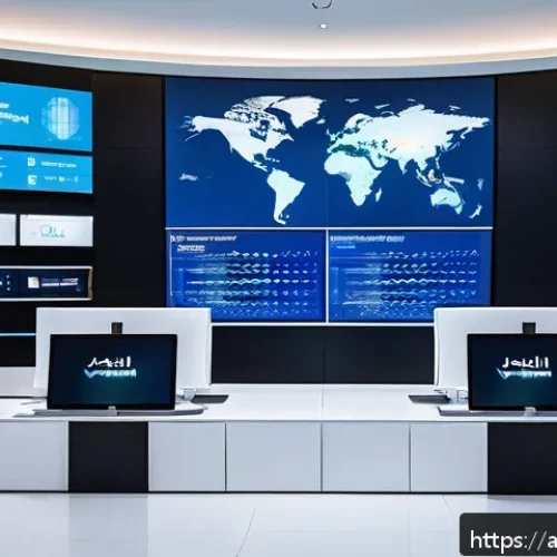 공급망관리와 기술 기반 문제 해결 사례 - A modern digital supply chain control center in Riyadh, with diverse Arab professionals monitoring l...