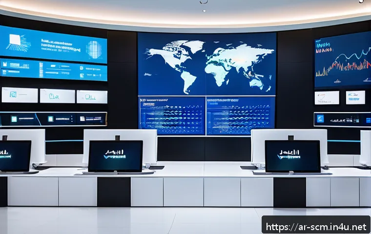 공급망관리와 기술 기반 문제 해결 사례 - A modern digital supply chain control center in Riyadh, with diverse Arab professionals monitoring l...
